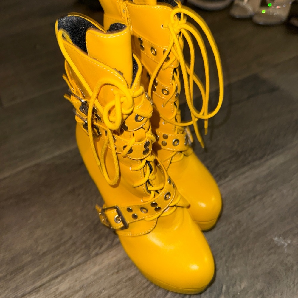 Yellow High Heel Women's Boots